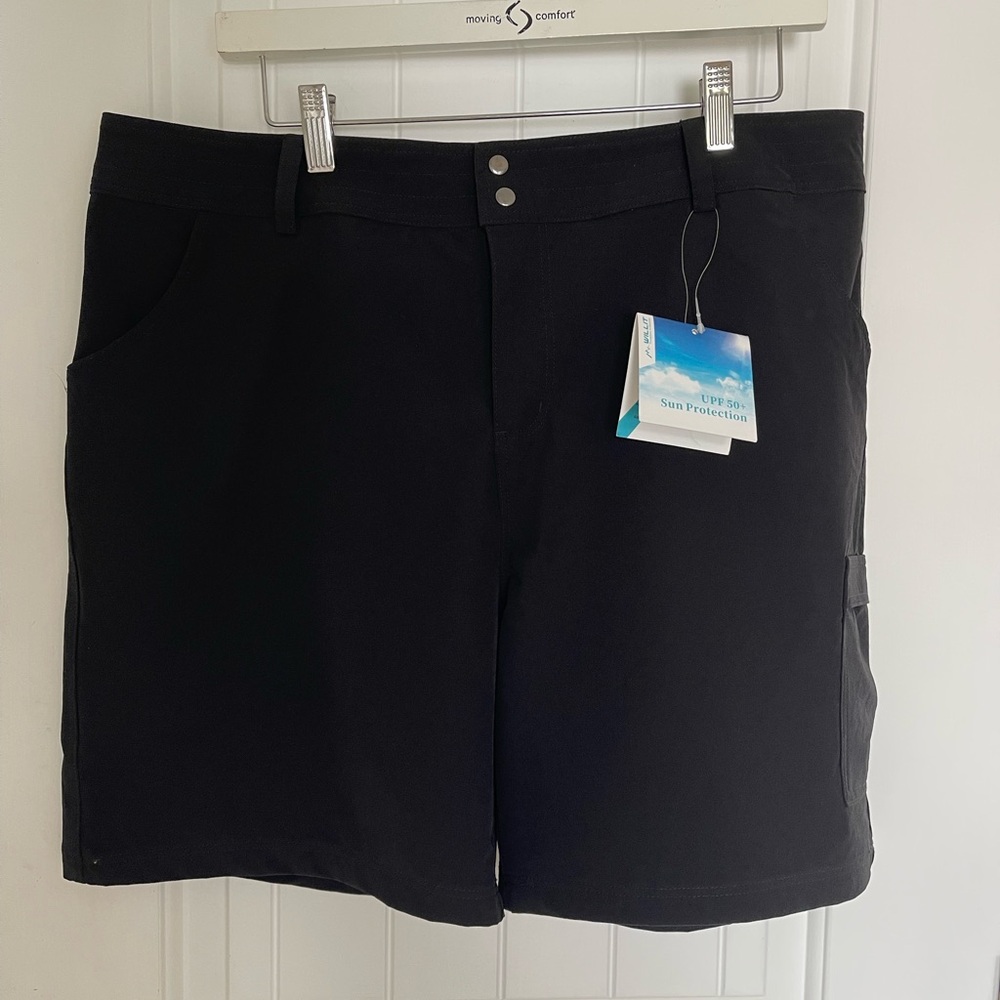 Black cargo shorts with UPF 50+ protection
